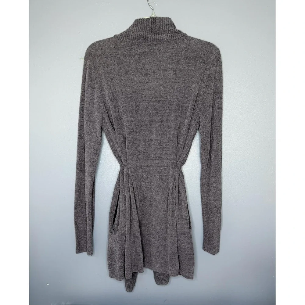 Barefoot Dreams CozyChic Ultra Lite Cardigan Sweater Womens M Gray Belted Long